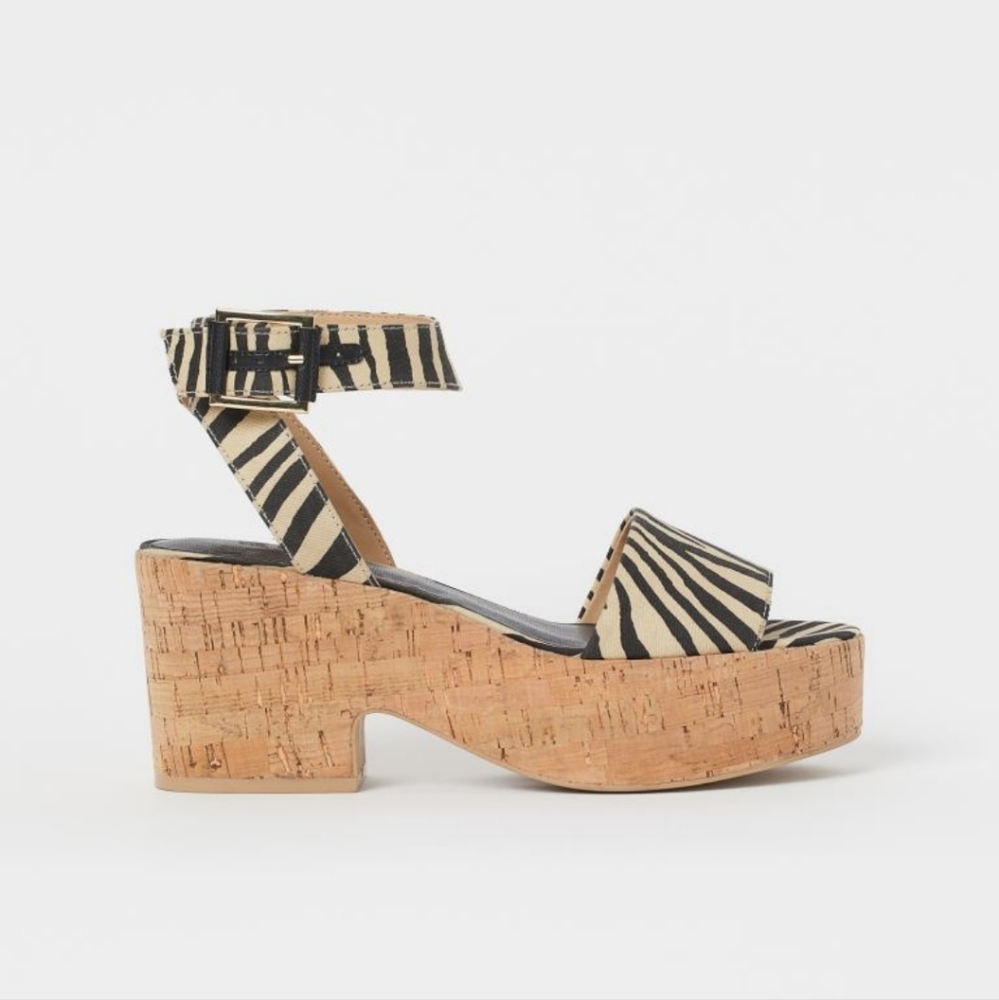 H&M platform zebra print sandals SZ 37